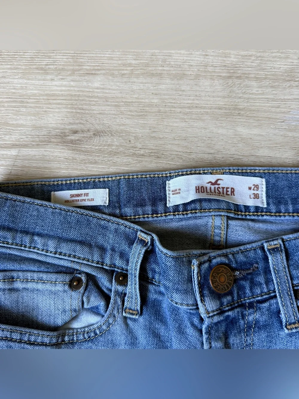 Hollister Epic Flex Skinny Fit Jeans Mens 29x32 Medium Wash Stretch Denim